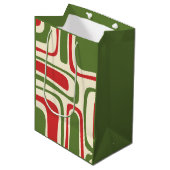 ミッドセンチュリーモダン抽象芸術レトロクリスマス ミディアムペーパーバッグ (正面アングル)