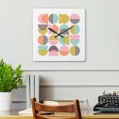 ミッドセンチュリーモダン抽象芸術レトロ図形 スクエア壁時計