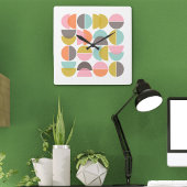 ミッドセンチュリーモダン抽象芸術レトロ図形 スクエア壁時計