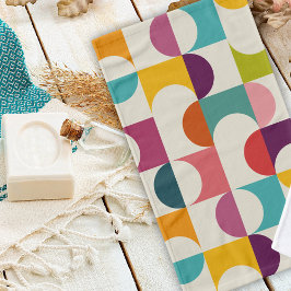 ミッドセンチュリーモダン抽象芸術幾何学プリント ハンドタオル