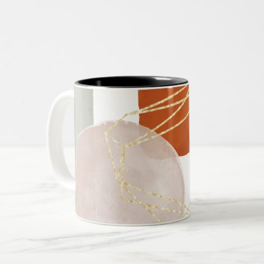 ミッドセンチュリーモダン抽象芸術幾何学模様 ツートーンマグカップ (正面左)