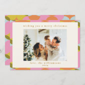 ミッドセンチュリーモダン抽象芸術幾何学的クリスマスフォト シーズンカード (正面/裏面)