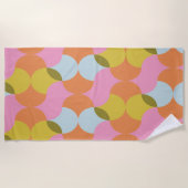 ミッドセンチュリーモダン抽象芸術幾何学的シェイプパステル ビーチタオル (正面)