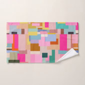 ミッドセンチュリーモダン抽象芸術幾何色ブロック バスタオルセット (ハンドタオル)