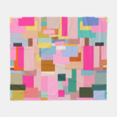 ミッドセンチュリーモダン抽象芸術幾何色ブロック フリースブランケット (正面(横))