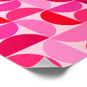 ミッドセンチュリーモダン抽象芸術模様ピンクと赤 ポスター (角)