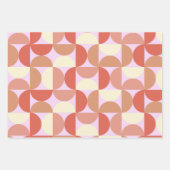 ミッドセンチュリーモダン抽象芸術模様ピンク ラッピングペーパーシート (正面3)