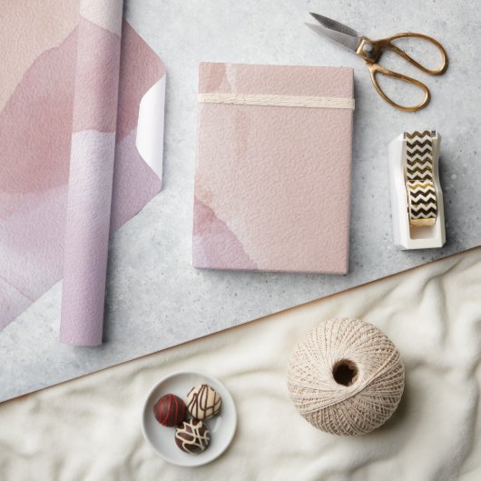 ミッドセンチュリーモダン抽象芸術模様ピンク ラッピングペーパー (クラフト)