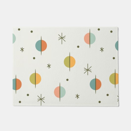 ミッドセンチュリーモダン抽象芸術球と星 ドアマット (正面)