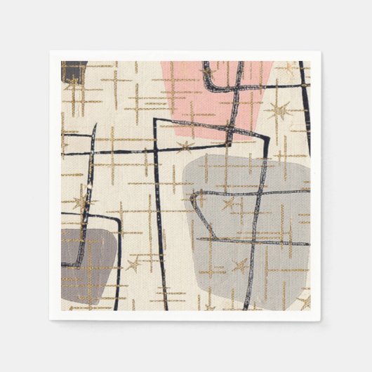 ミッドセンチュリーモダン抽象芸術紙ナプキンス スタンダードカクテルナプキン (正面)