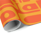 ミッドセンチュリーモダン抽象芸術花束パターンオレンジ ラッピングペーパー (ロールコーナー)