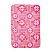 ミッドセンチュリーモダン抽象芸術花柄ピンク バスマット (正面縦)