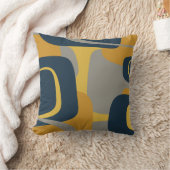 ミッドセンチュリーモダン抽象芸術2マスタードネイビーグレイ クッション (ブランケット)