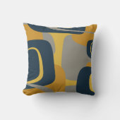 ミッドセンチュリーモダン抽象芸術2マスタードネイビーグレイ クッション (正面)
