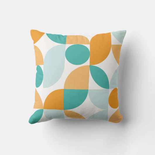 ミッドセンチュリーモダン抽象芸術26アクア、ティール(緑がかった色)、オレンジ クッション (裏面)
