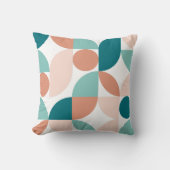 ミッドセンチュリーモダン抽象芸術26ティール(緑がかった色)、ピーチ、サンゴ クッション (正面)