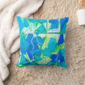 ミッドセンチュリーモダン抽象芸術、アクア&セルリアンブルー クッション (ブランケット)