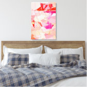 ミッドセンチュリーモダン抽象芸術、コーラルピンク&明るい赤紫色 キャンバスプリント (インサイチュ (寝室))