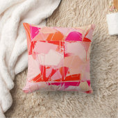 ミッドセンチュリーモダン抽象芸術、コーラルピンク&明るい赤紫色 クッション (ブランケット)