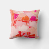ミッドセンチュリーモダン抽象芸術、コーラルピンク&明るい赤紫色 クッション (裏面)