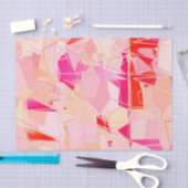 ミッドセンチュリーモダン抽象芸術、コーラルピンク&明るい赤紫色 薄葉紙 (クラフト)
