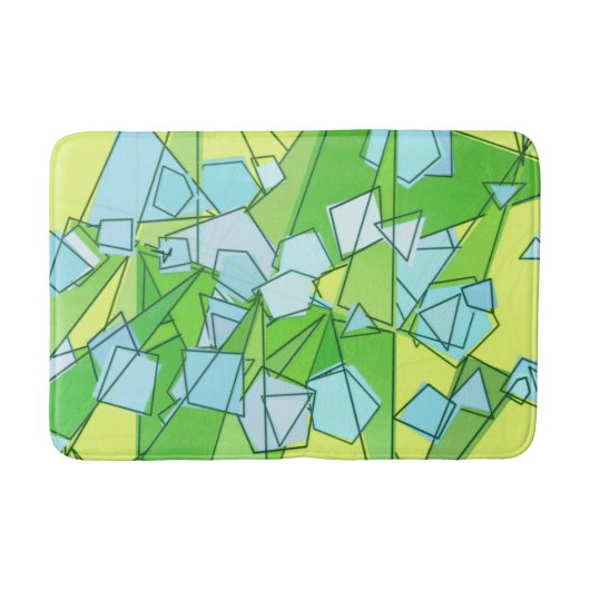 ミッドセンチュリーモダン抽象芸術、ライムグリーンとイエロー バスマット (正面)