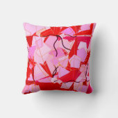 ミッドセンチュリーモダン抽象芸術、濃い赤とピンク クッション (裏面)