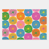 ミッドセンチュリーモダン明カラフルるいおもしろい原子ドット ラッピングペーパーシート (正面)