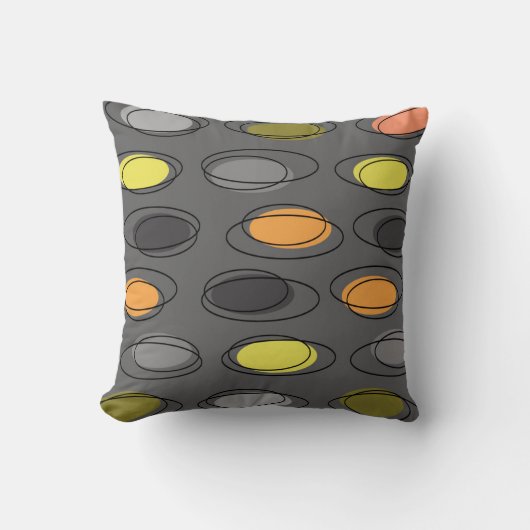 ミッドセンチュリーモダン楕円スクライブズ石板グレー クッション (正面)