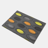 ミッドセンチュリーモダン楕円スクライブズ石板グレー ドアマット (アングル)