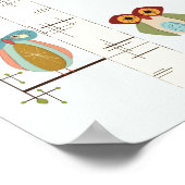 ミッドセンチュリーモダン樺の木の木とフクロウのポスター ポスター (角)