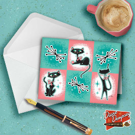 ミッドセンチュリーモダン猫用ノートカード サンキューカード