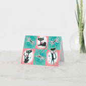 ミッドセンチュリーモダン猫用ノートカード サンキューカード (正面)