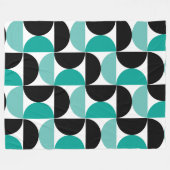 ミッドセンチュリーモダン白黒とミント フリースブランケット (正面(横))