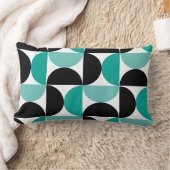 ミッドセンチュリーモダン白黒とミント ランバークッション (ブランケット)