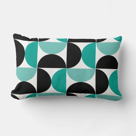 ミッドセンチュリーモダン白黒とミント ランバークッション (正面)