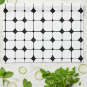 ミッドセンチュリーモダン白黒幾何学模様 キッチンタオル (折り畳み)