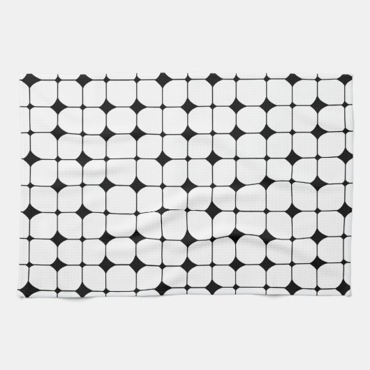 ミッドセンチュリーモダン白黒幾何学模様 キッチンタオル (横)