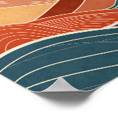 ミッドセンチュリーモダン砂漠の夕日 ポスター (角)