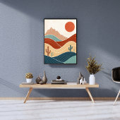 ミッドセンチュリーモダン砂漠の風景 ポスター