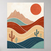 ミッドセンチュリーモダン砂漠の風景 ポスター (正面)