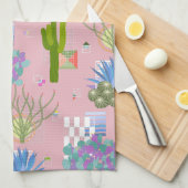 ミッドセンチュリーモダン砂漠の風景l任意の色 キッチンタオル (四つ折り)