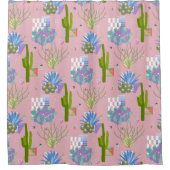 ミッドセンチュリーモダン砂漠の風景l任意の色 シャワーカーテン (正面)