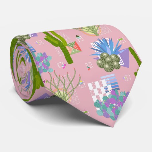 ミッドセンチュリーモダン砂漠の風景l任意の色 ネクタイ (ロール)