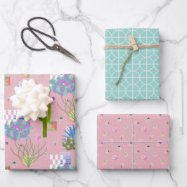 ミッドセンチュリーモダン砂漠の風景l任意の色 ラッピングペーパーシート