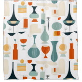 ミッドセンチュリーモダン花瓶形バスルーム シャワーカーテン (正面)