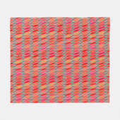 ミッドセンチュリーモダン葉、コーラルオレンジとグレー フリースブランケット (正面(横))