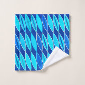 ミッドセンチュリーモダン葉、CobaltとSky Blue バスタオルセット (ウォッシュタオル)