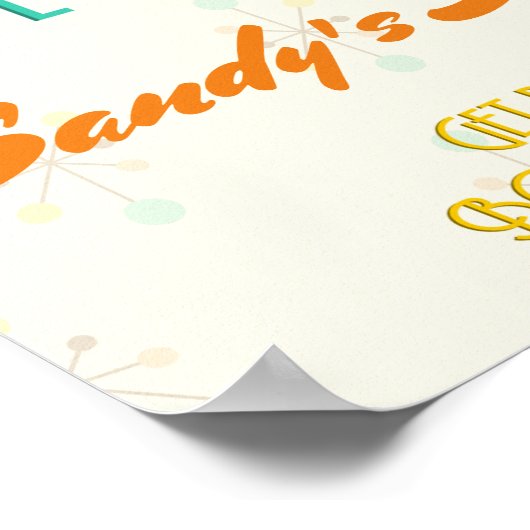 ミッドセンチュリーモダン誕生日テーマウェルカムサイン ポスター (角)