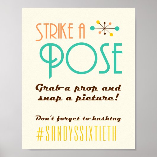 ミッドセンチュリーモダン誕生日テーマフォトブースサイン ポスター (正面)